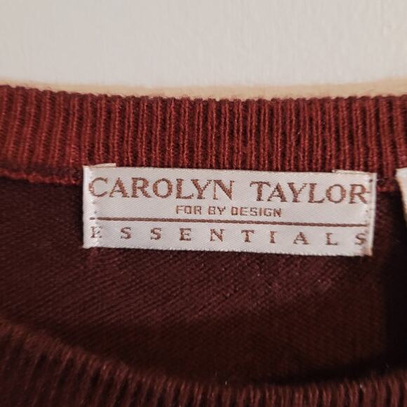 Carolyn Taylor Burgundy Red Striped Knit Sweater Womens Medium Dopamine Dressing - Picture 5 of 9